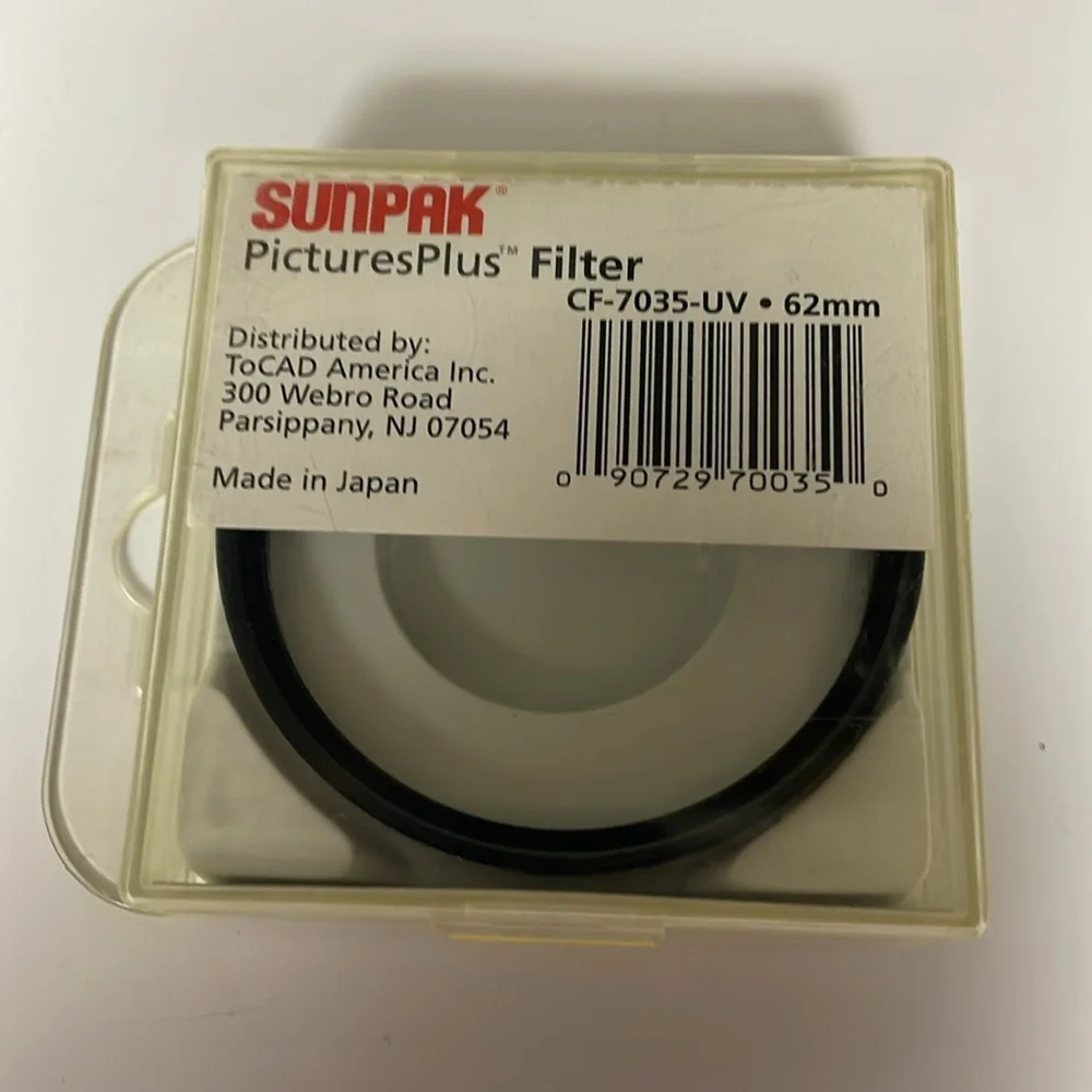 Sunpak 62mm PicturePlus Filter UV Lens Protection CF-7035-UV